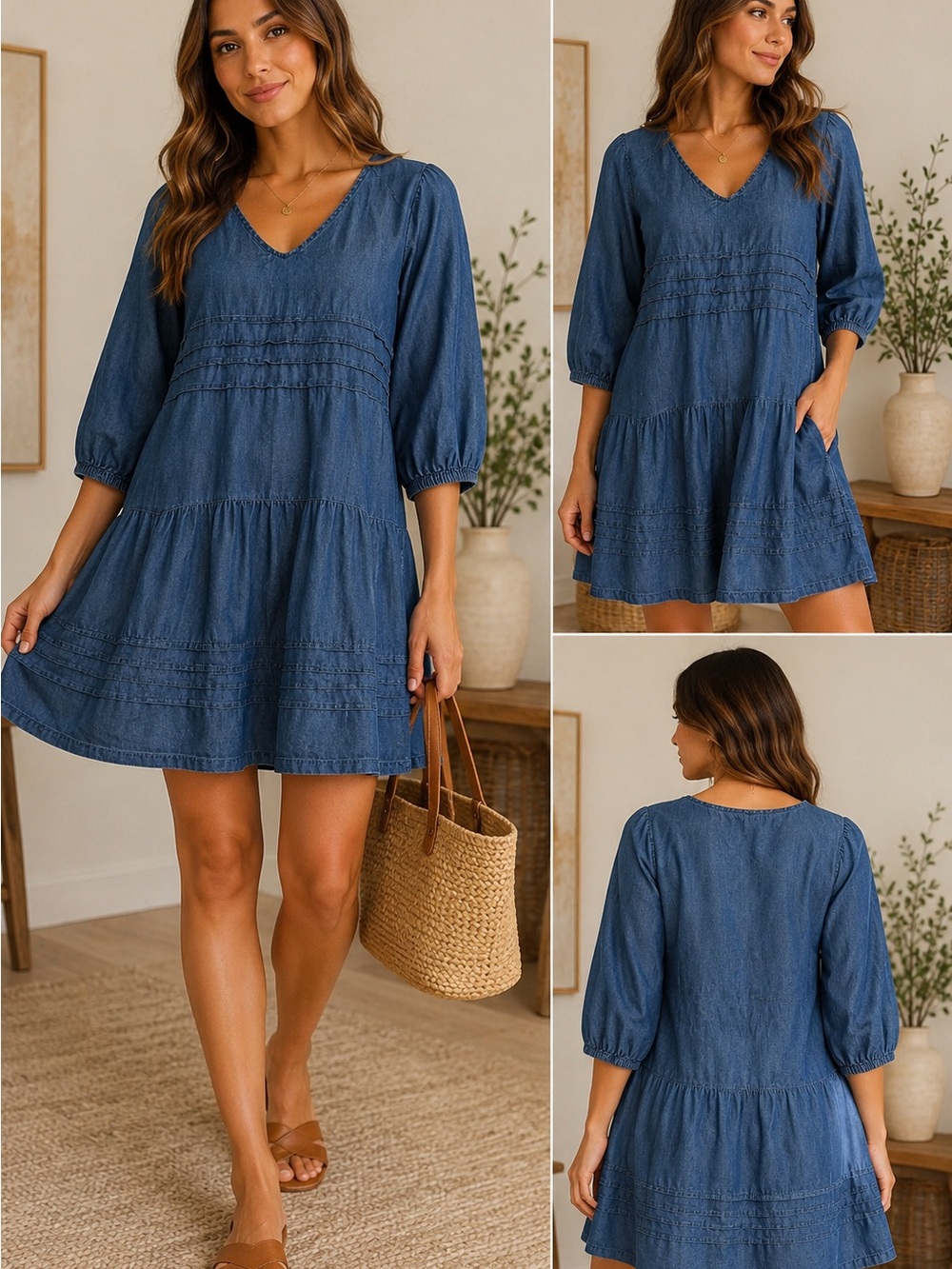 Standard Grace Chambray Lyocell Blend Dress | Size S